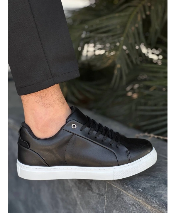 KB-BX1  Kuback Siyah Cilt Yüksek Beyaz Taban Günlük Erkek Ayakkabı