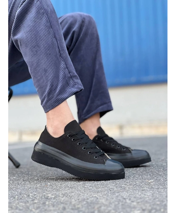 KB-CX-3 Kuback Kısa Siyah Keten Siyah Yüksek Taban Spor Ayakkabı