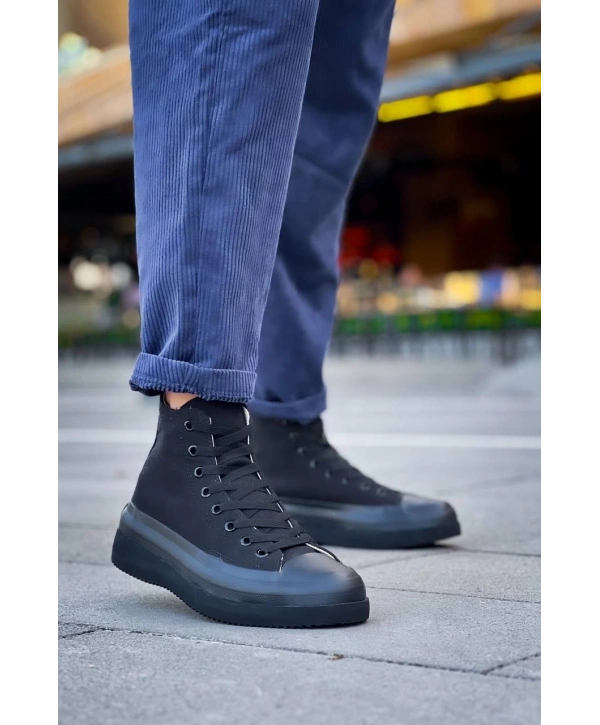 KB-CX-3 Kuback Uzun Siyah Keten Siyah Yüksek Taban Spor Ayakkabı