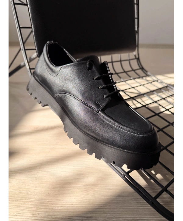 KB-KX6 MRTNM Kömür Cilt Bağcıklı Günlük Unisex Ayakkabı