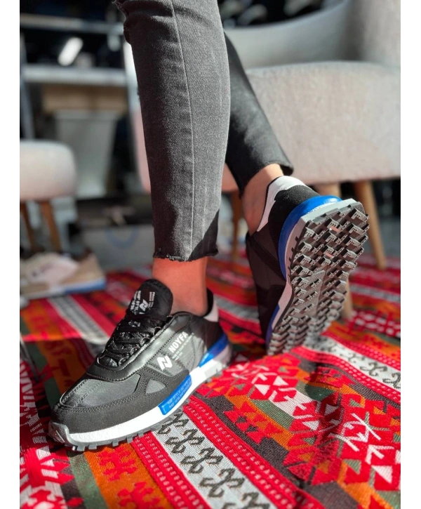 KB-N1 Kuback Siyah Mavi Detaylı Günlük Erkek Ayakkabı