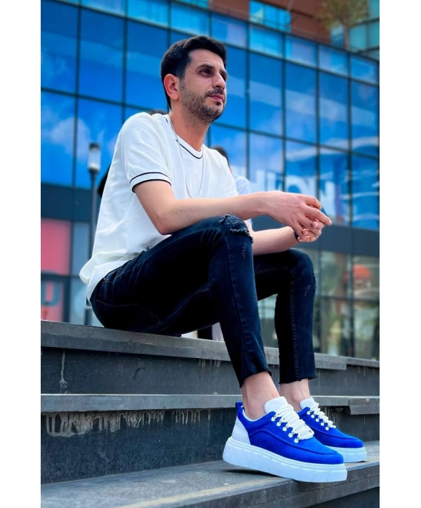 KB-X10 Kuback Sax Süet Beyaz Yüksek Taban Günlük Spor Ayakkabı