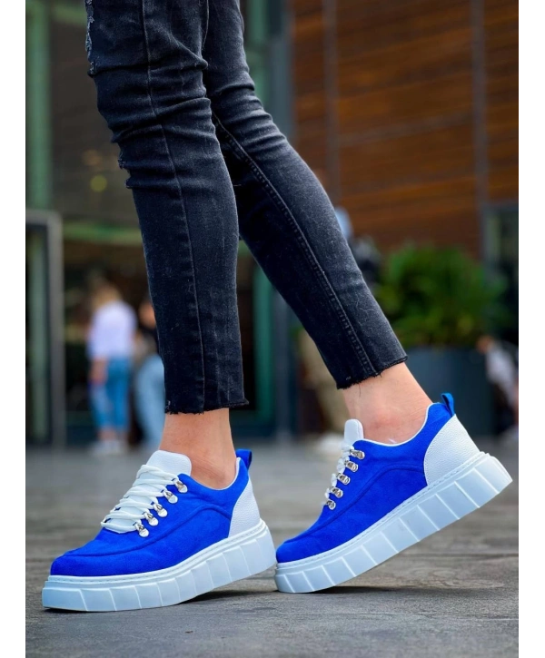 KB-X10 Kuback Sax Süet Beyaz Yüksek Taban Günlük Spor Ayakkabı