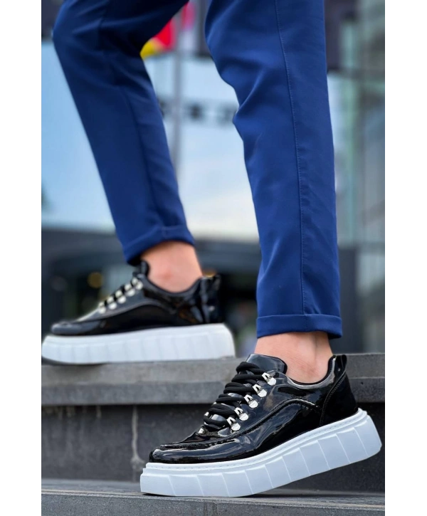 KB-X10 Kuback Siyah Rugan Beyaz Yüksek Taban Günlük Spor Ayakkabı