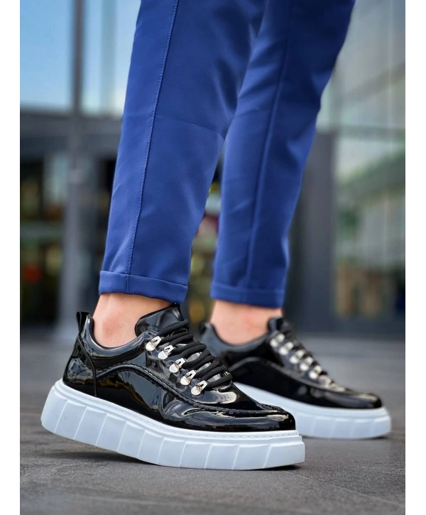 KB-X10 Kuback Siyah Rugan Beyaz Yüksek Taban Günlük Spor Ayakkabı