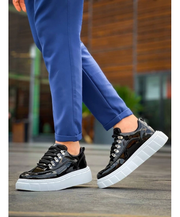 KB-X10 Kuback Siyah Rugan Beyaz Yüksek Taban Günlük Spor Ayakkabı