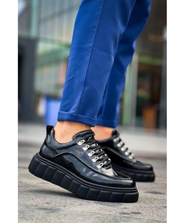 KB-X10 Kuback Siyah Rugan Siyah Yüksek Taban Günlük Spor Ayakkabı