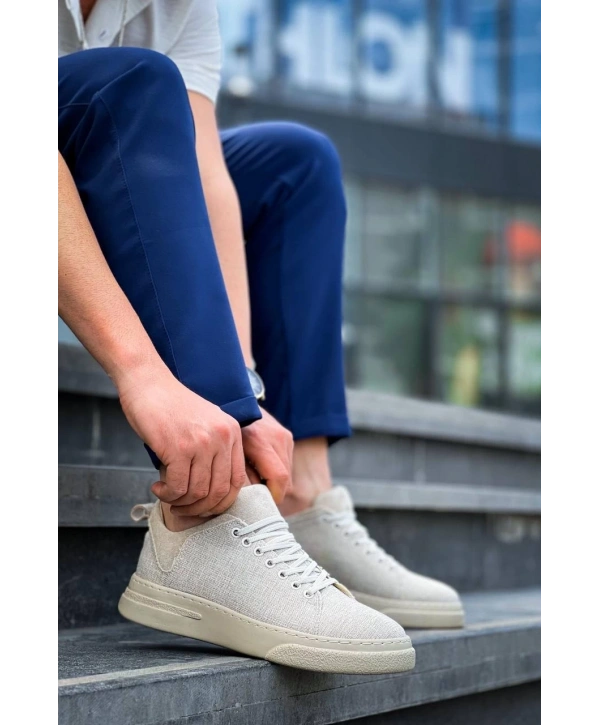 KB-X204 Kuback Bej Keten Bej Yüksek Taban Günlük Erkek Spor Ayakkabı