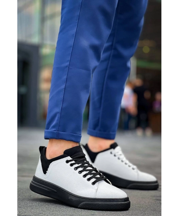 KB-X204 Kuback Beyaz Siyah Keten Siyah Yüksek Taban Günlük Erkek Spor Ayakkabı