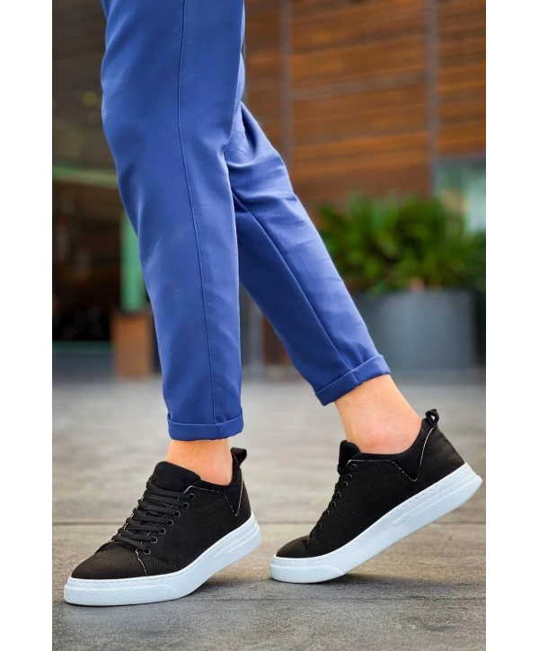 KB-X204 Kuback Siyah Keten Beyaz Yüksek Taban Günlük Erkek Spor Ayakkabı