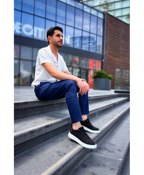 KB-X204 Kuback Siyah Keten Beyaz Yüksek Taban Günlük Erkek Spor Ayakkabı