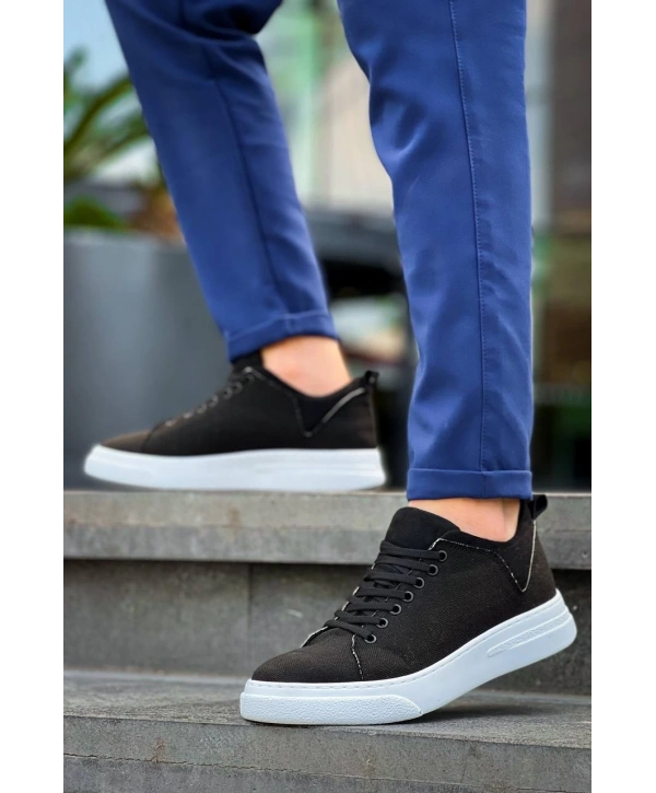 KB-X204 Kuback Siyah Keten Beyaz Yüksek Taban Günlük Erkek Spor Ayakkabı