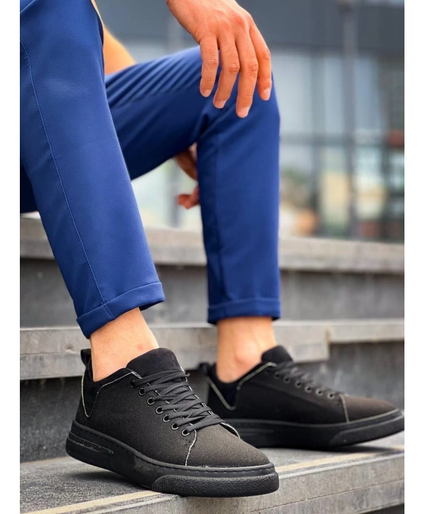 KB-X204 Kuback Siyah Keten Siyah Yüksek Taban Günlük Erkek Spor Ayakkabı