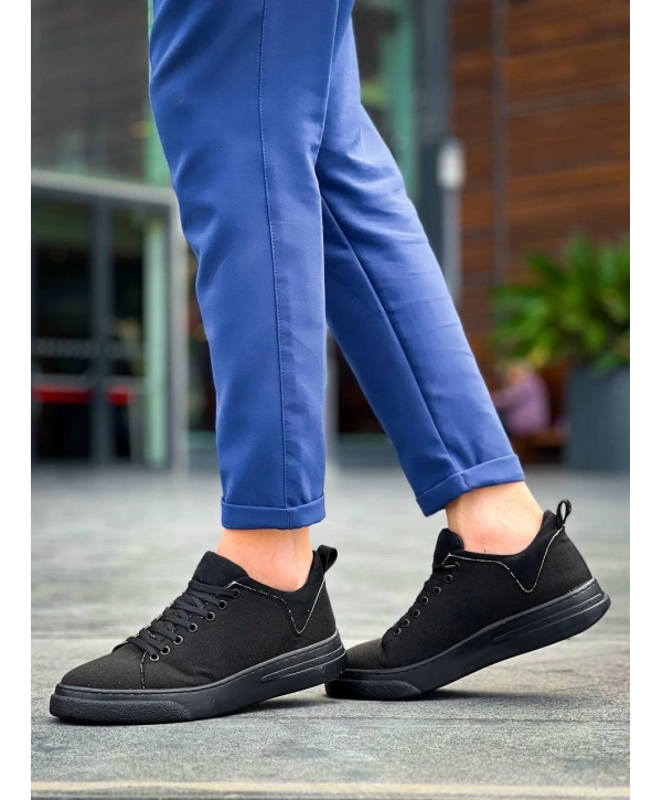 KB-X204 Kuback Siyah Keten Siyah Yüksek Taban Günlük Erkek Spor Ayakkabı