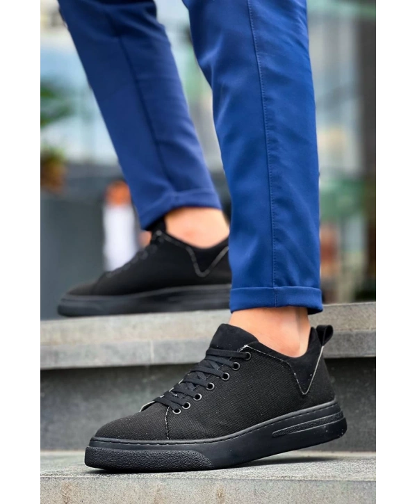 KB-X204 Kuback Siyah Keten Siyah Yüksek Taban Günlük Erkek Spor Ayakkabı