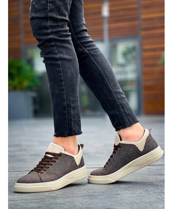 KB-X204 Kuback Taba Bej Keten Bej Yüksek Taban Günlük Erkek Spor Ayakkabı