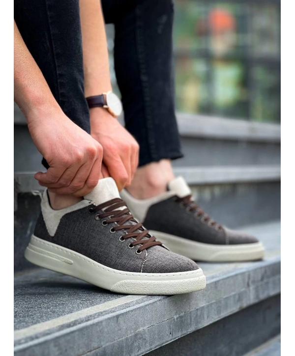 KB-X204 Kuback Taba Bej Keten Bej Yüksek Taban Günlük Erkek Spor Ayakkabı