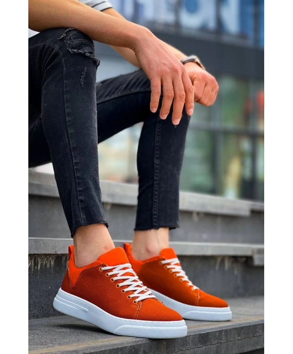 KB-X204 Kuback Turuncu Keten Beyaz Yüksek Taban Günlük Erkek Spor Ayakkabı