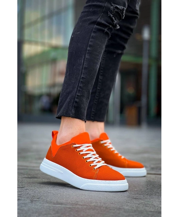 KB-X204 Kuback Turuncu Keten Beyaz Yüksek Taban Günlük Erkek Spor Ayakkabı