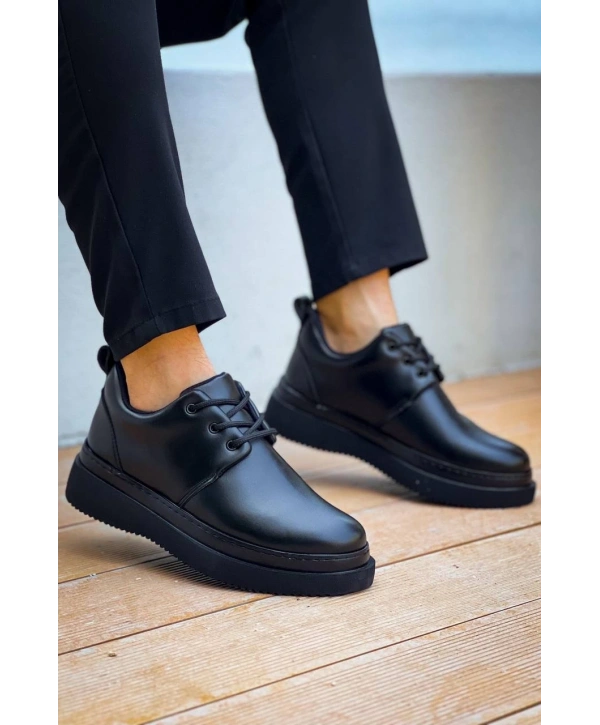 KB-X3  Kuback Siyah Cilt Siyah Taban Bağcıklı  Günlük Erkek  Ayakkabı