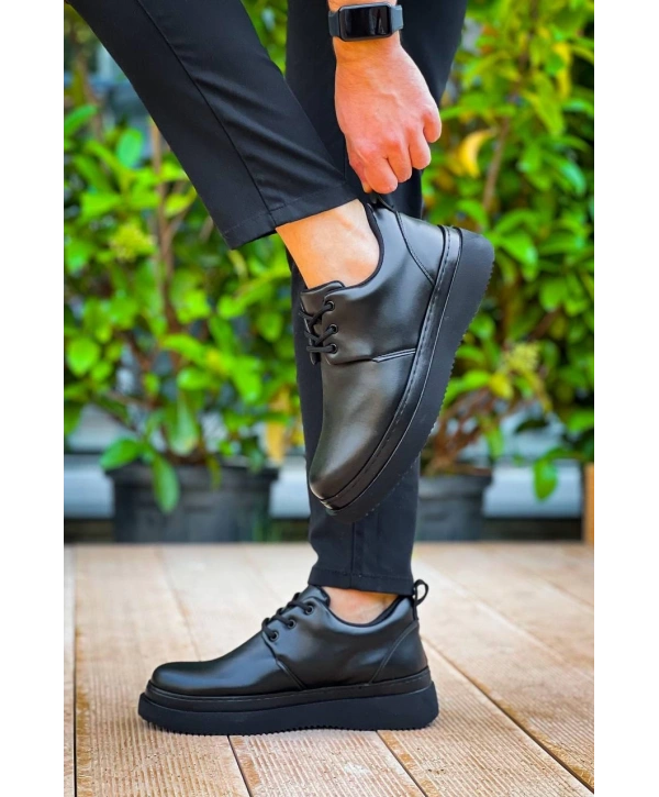 KB-X3  Kuback Siyah Cilt Siyah Taban Bağcıklı  Günlük Erkek  Ayakkabı