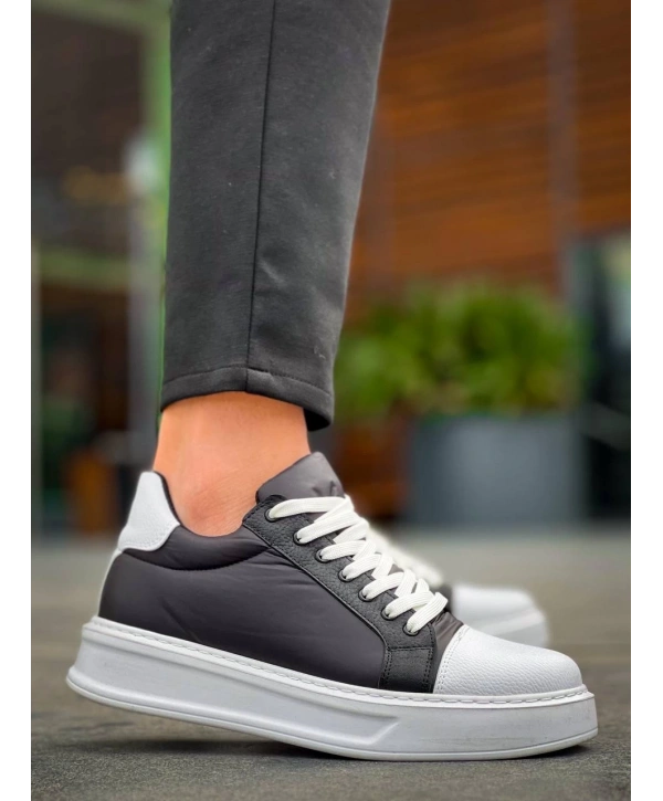 KB-X46 Kuback Siyah Beyaz Yüksek Beyaz Taban Günlük Spor Ayakkabı