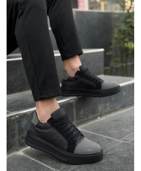 KB-X46 Kuback Siyah Gri Yüksek Siyah Taban Günlük Spor Ayakkabı