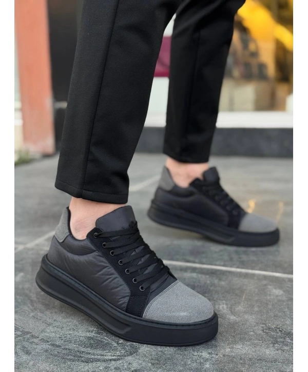 KB-X46 Kuback Siyah Gri Yüksek Siyah Taban Günlük Spor Ayakkabı