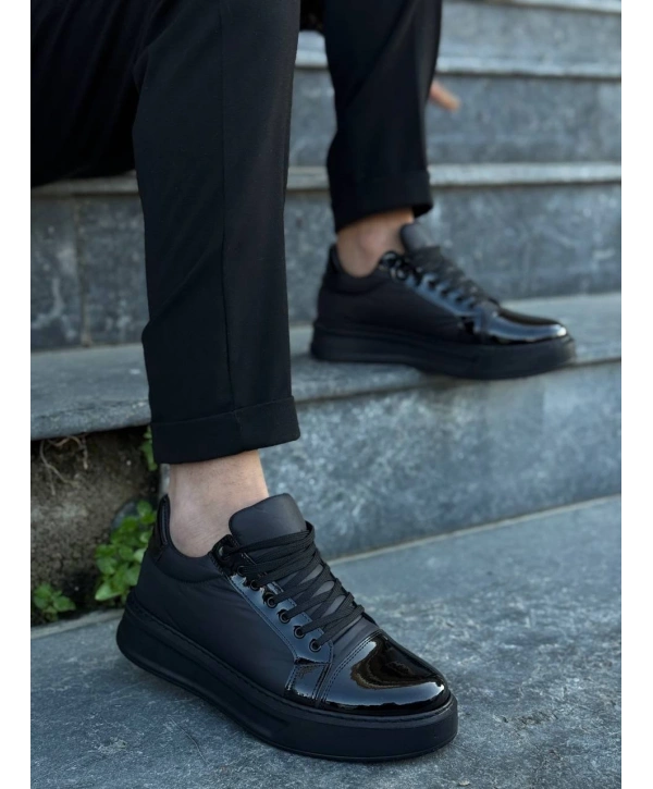 KB-X46 Kuback Siyah Rugan Yüksek Siyah Taban Günlük Spor Ayakkabı