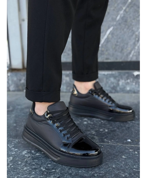 KB-X46 Kuback Siyah Rugan Yüksek Siyah Taban Günlük Spor Ayakkabı