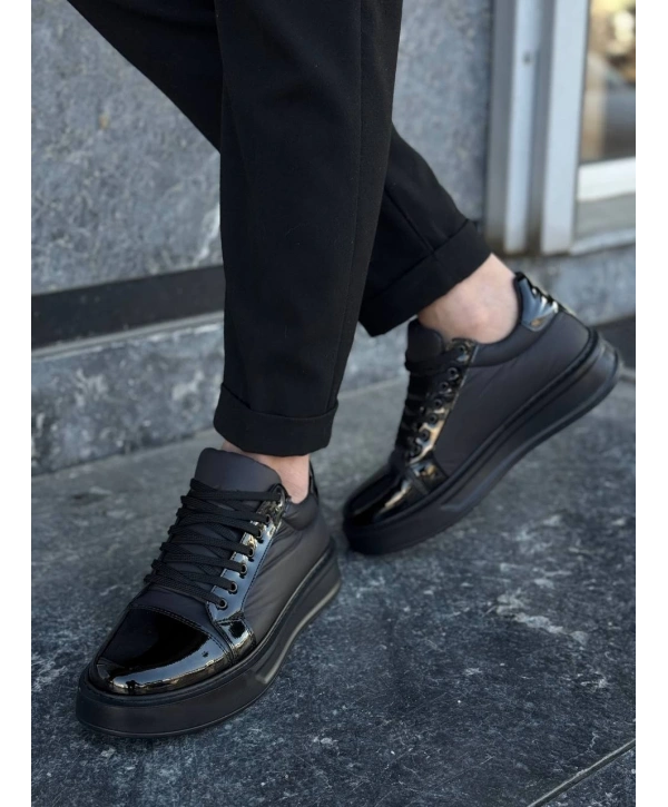 KB-X46 Kuback Siyah Rugan Yüksek Siyah Taban Günlük Spor Ayakkabı