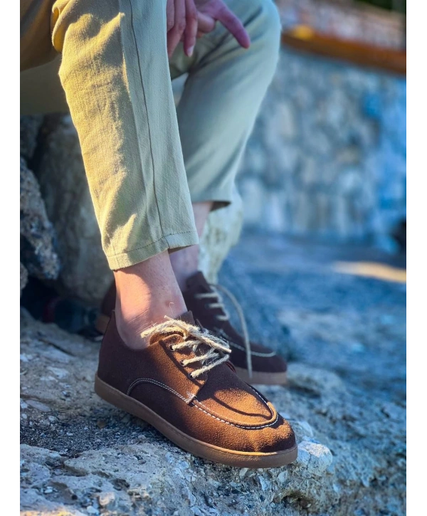 KB-X5 Kuback Kahve Süet Bağcıklı  Günlük Erkek Ayakkabı