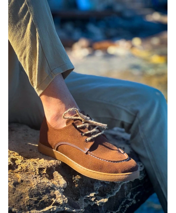 KB-X5 Kuback Kahve Süet Bağcıklı  Günlük Erkek Ayakkabı