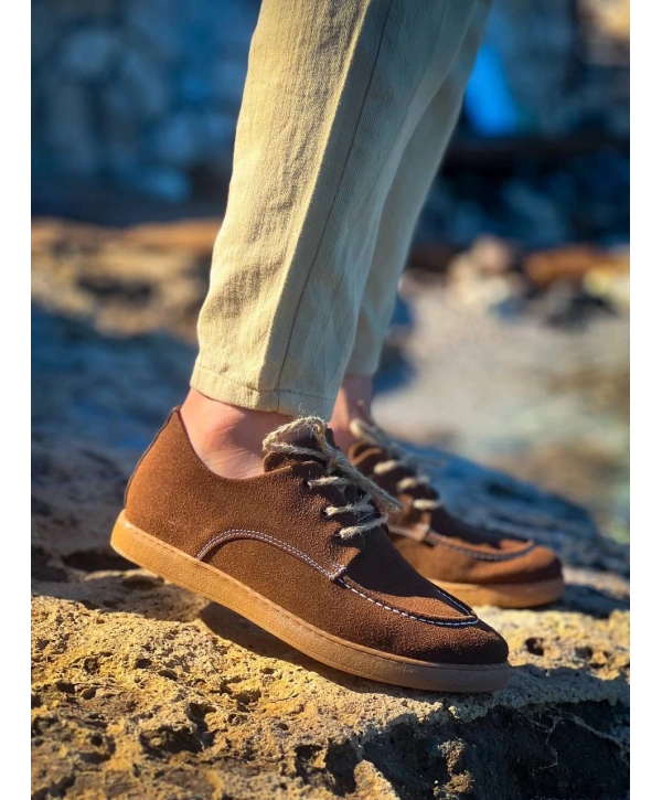KB-X5 Kuback Kahve Süet Bağcıklı  Günlük Erkek Ayakkabı