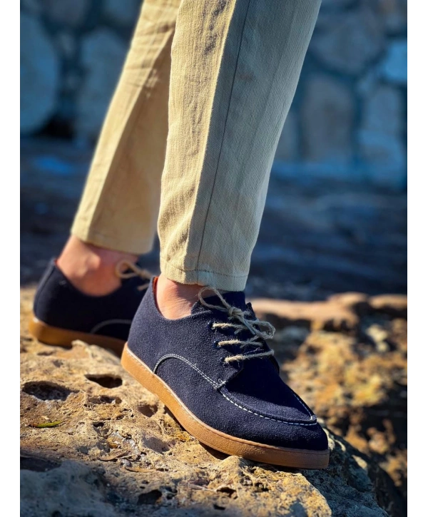 KB-X5 Kuback Lacivert  Süet Bağcıklı  Günlük Erkek Ayakkabı