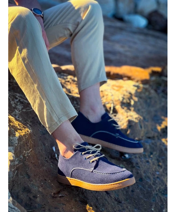 KB-X5 Kuback Lacivert  Süet Bağcıklı  Günlük Erkek Ayakkabı