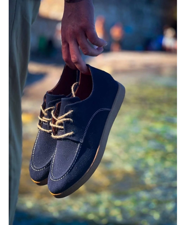 KB-X5 Kuback Lacivert  Süet Bağcıklı  Günlük Erkek Ayakkabı