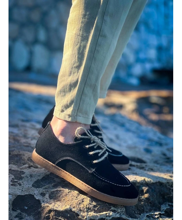 KB-X5 Kuback Siyah  Süet Bağcıklı  Günlük Erkek Ayakkabı