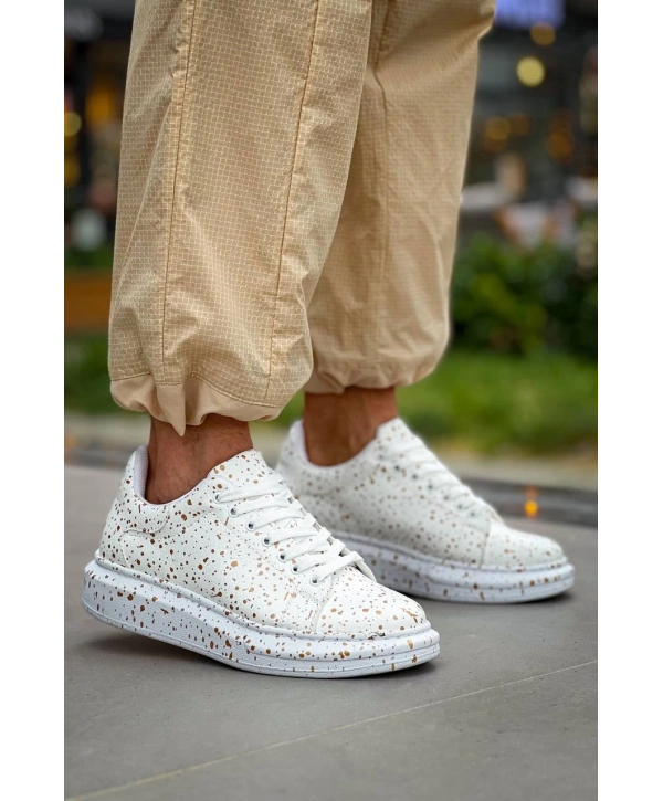 KB-X500  Kuback Beyaz Gold  Bağcıklı  Günlük Erkek  Ayakkabı