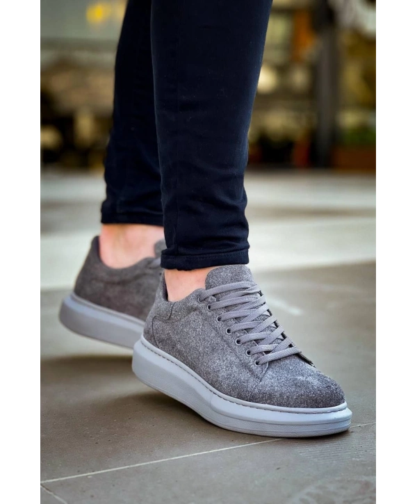 KB-X500  Kuback Gri Süet Yüksek Taban Bağcıklı Günlük Erkek Ayakkabı