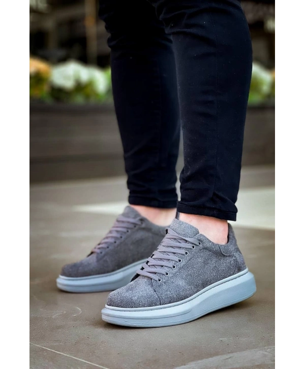KB-X500  Kuback Gri Süet Yüksek Taban Bağcıklı Günlük Erkek Ayakkabı