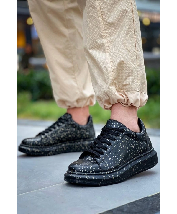 KB-X500  Kuback Siyah Gold  Bağcıklı  Günlük Erkek  Ayakkabı