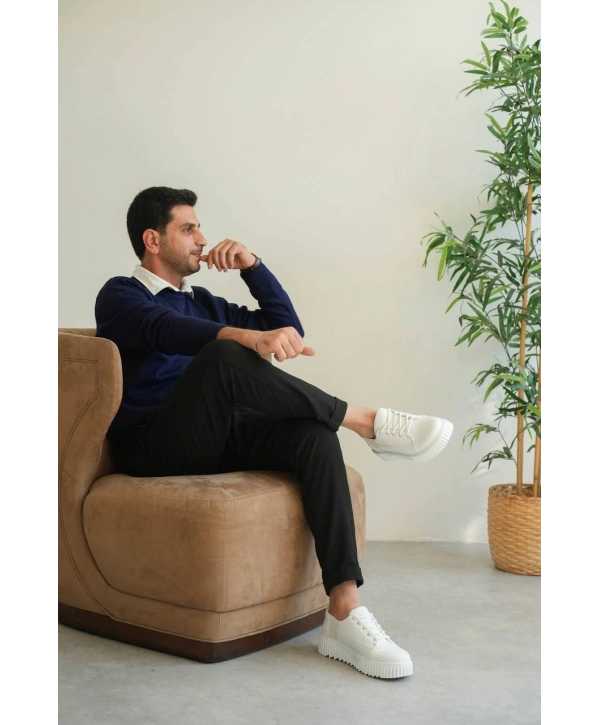 KB-X516 MRTNM Beyaz Cilt Günlük Erkek Ayakkabı