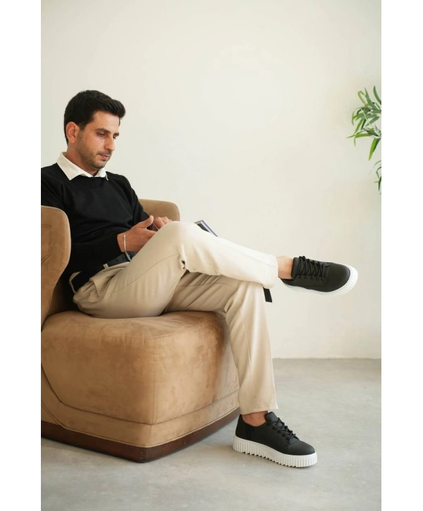 KB-X516 MRTNM Siyah Cilt Günlük Erkek Ayakkabı