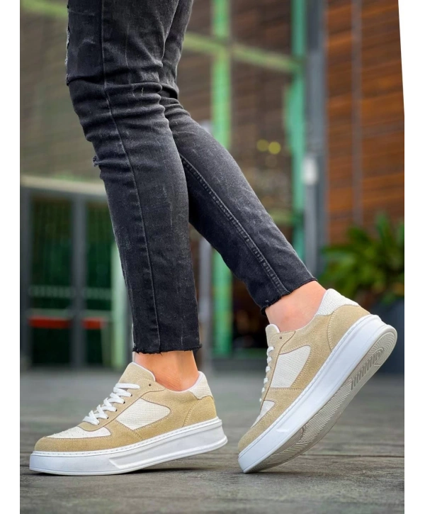 KB-X8 Kuback Bej Keten Süet Yüksek Taban Günlük Spor Ayakkabı