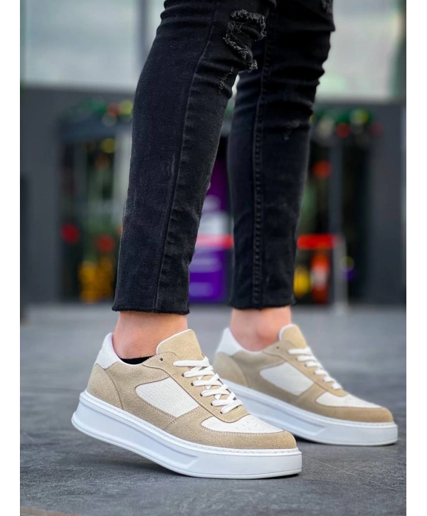 KB-X8 Kuback Bej Keten Süet Yüksek Taban Günlük Spor Ayakkabı