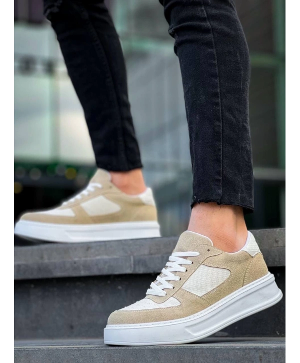 KB-X8 Kuback Bej Keten Süet Yüksek Taban Günlük Spor Ayakkabı