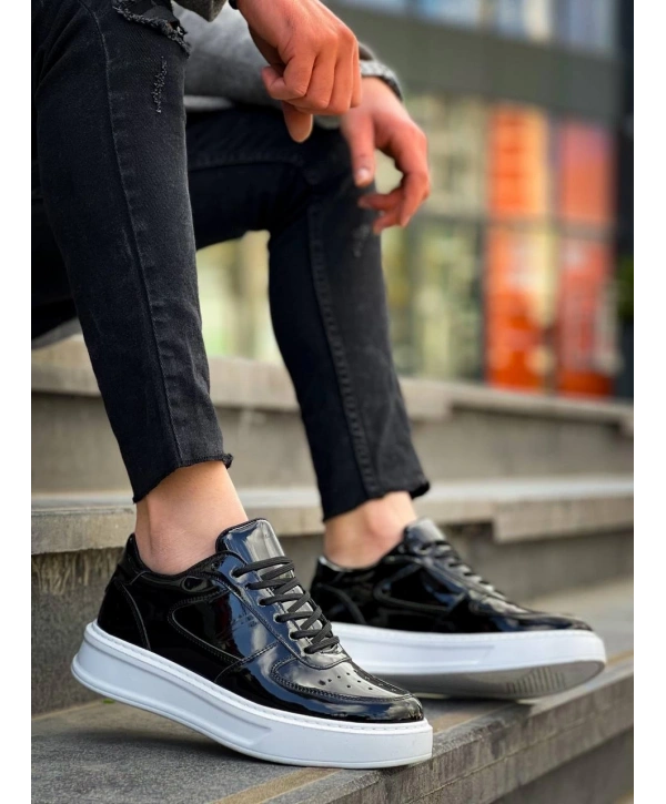 KB-X8 Kuback Siyah Rugan Detaylı Beyaz Yüksek Taban Günlük Spor Ayakkabı