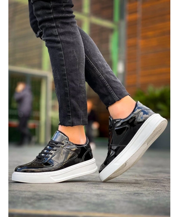 KB-X8 Kuback Siyah Rugan Detaylı Beyaz Yüksek Taban Günlük Spor Ayakkabı