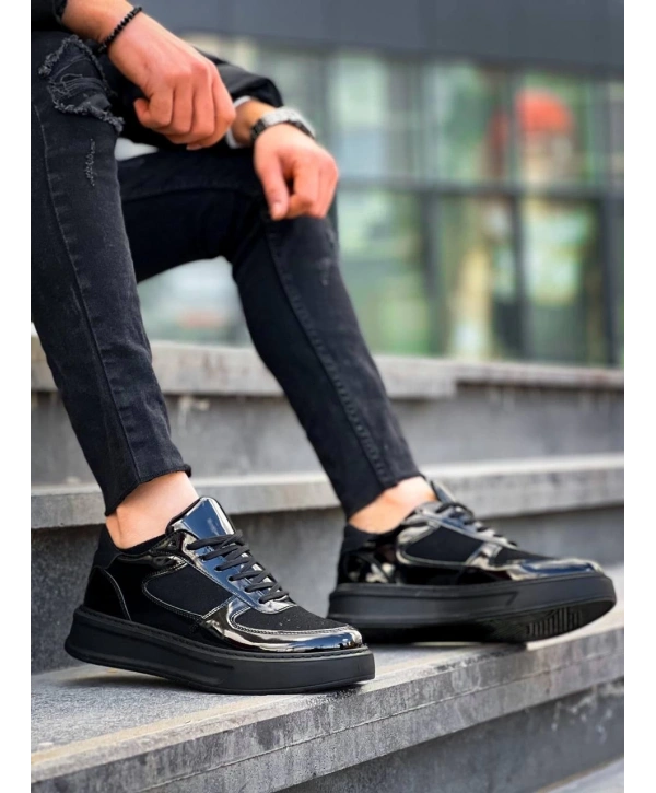 KB-X8 Kuback Siyah Rugan Yüksek Siyah Taban Günlük Spor Ayakkabı